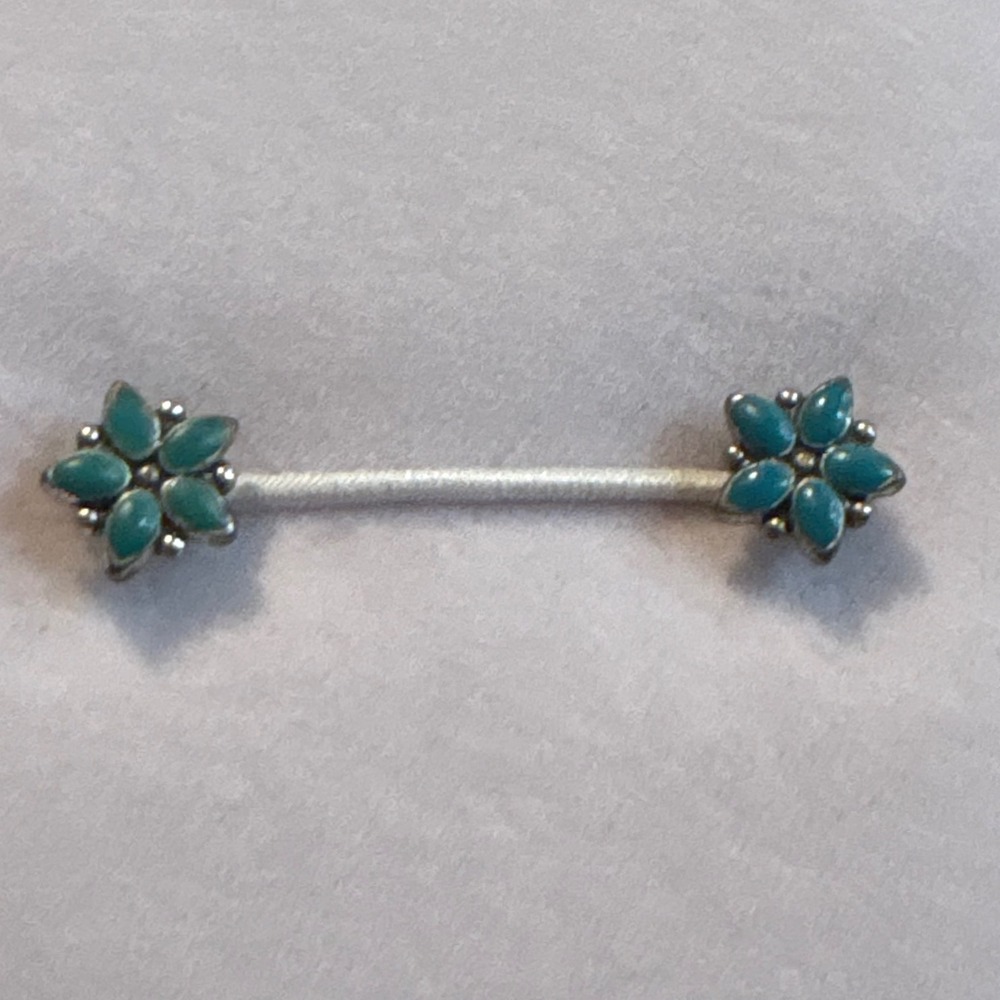 Sterling Silver‎ 925 Turquoise Flower Stud Earrings Southwest Boho Floral Petite